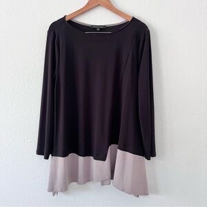 Double Hearts Black Gray Colorblock Contrast Hem Swing Top Sz XL